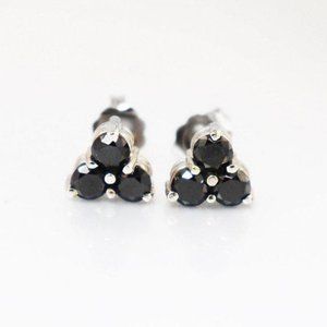 Black Diamond Stud Earrings .72 Ct White Gold